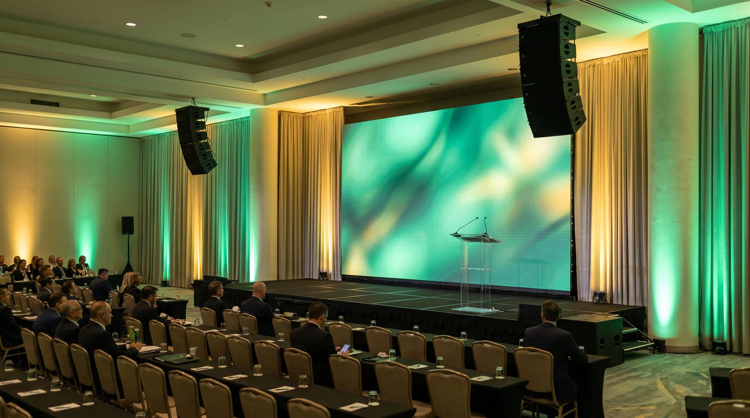 Corporate stage with AV and lighting