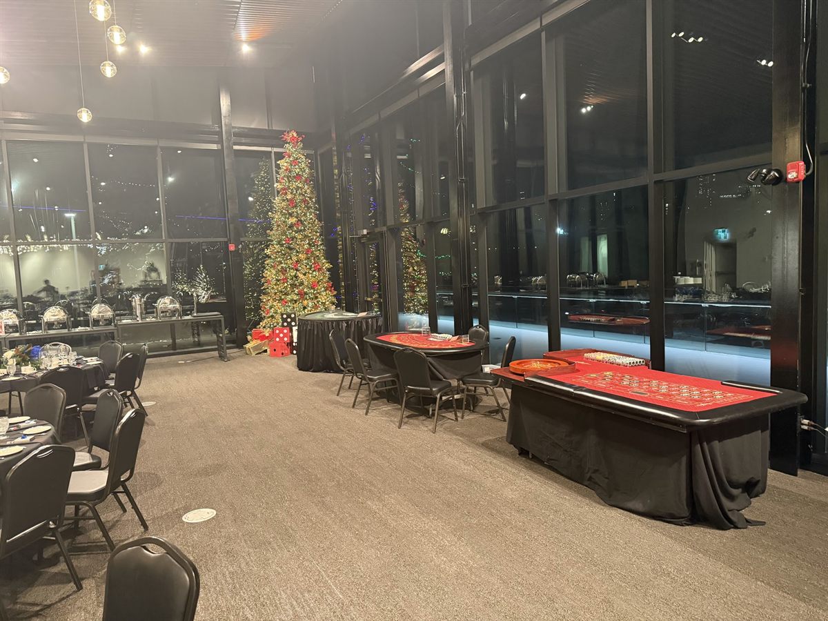 Casino tables set up for an evening corporate celebration